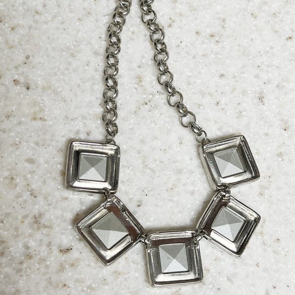 Bold crystal silver tone necklace, Deco style, excellent condition - Picture 5 of 5